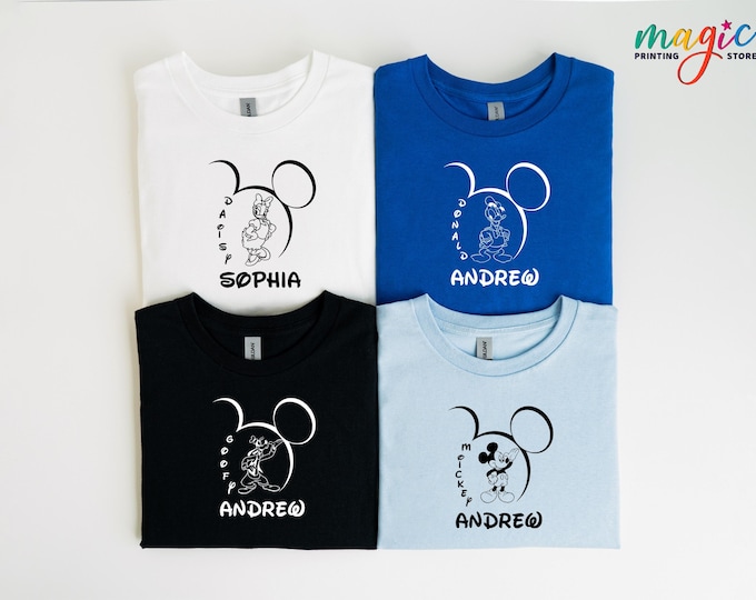 Custom Name Disneyland Shirts, Disney Characters Tees, Personalized Disney Trip Shirt, Magical Kingdom Shirt, Matching Shirt