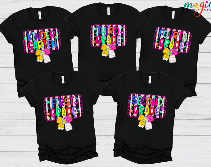 Back to School Bundle Shirt, Coquette School Shirt, First Day of School Shirt, Kindergarten Shirt, 1st/2nd/3rd/4th Grade Shirt,Gift for Kids