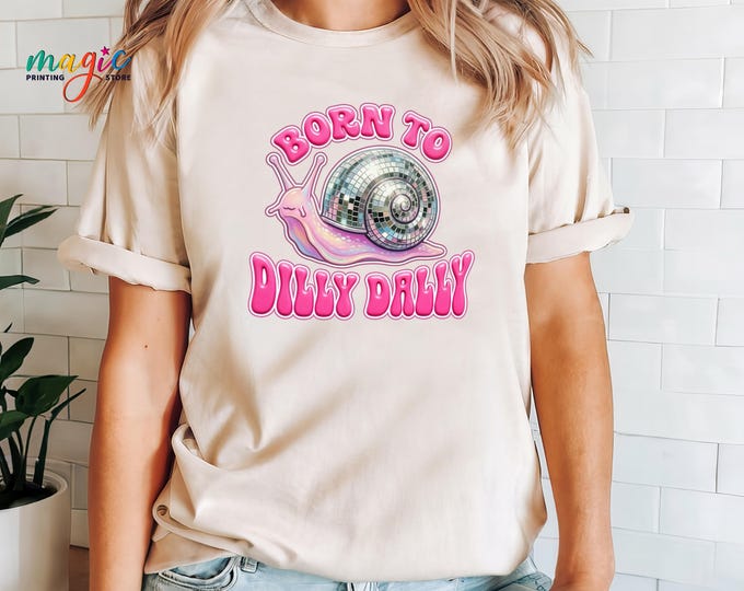 Dilly Daily Snail Shirt, Disco Ball Animal Tee, Funny Retro Party TShirt, Meme Graphic Unisex Outfit