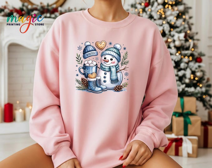 Snowman Christmas Sweatshirt, Holiday Winter Hoodie, Retro Xmas Shirt, Christmas Party Gift