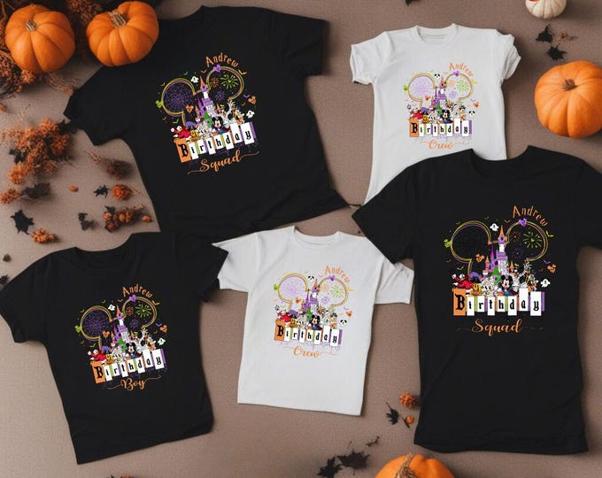 Custom Name Disney Birthday Shirt for Halloween, Halloween Birthday Shirt for Family, Halloween Birthday Squad Shirt,Halloween Birthday Gift