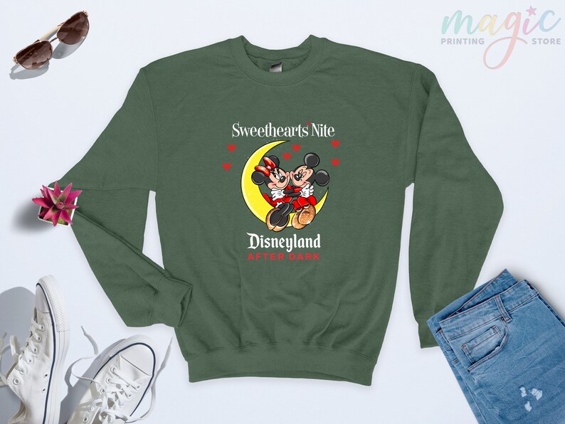Sweetheart Nite Disneyland Sweatshirt, Mickey Minnie Couple Hoodie, Disneyland After Dark, Disneyworld Valentines Day,Couple Shirt Valentine image 6