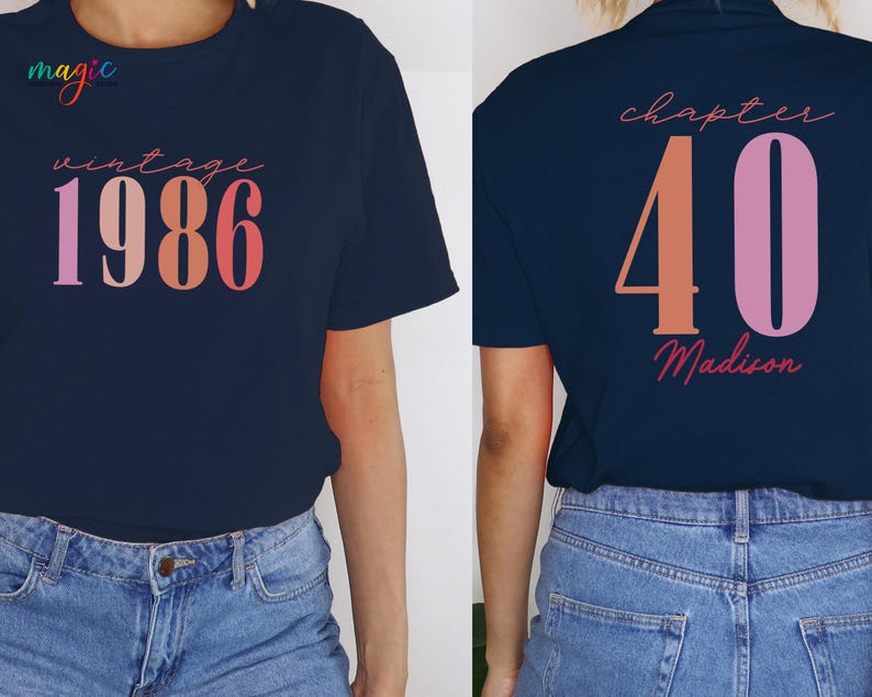 Custom Name Vintage 1986 40th Birthday Shirt, Chapter 40 T-shirt, Personalized Birthday Tee, Birthday Gift for Adults image 7