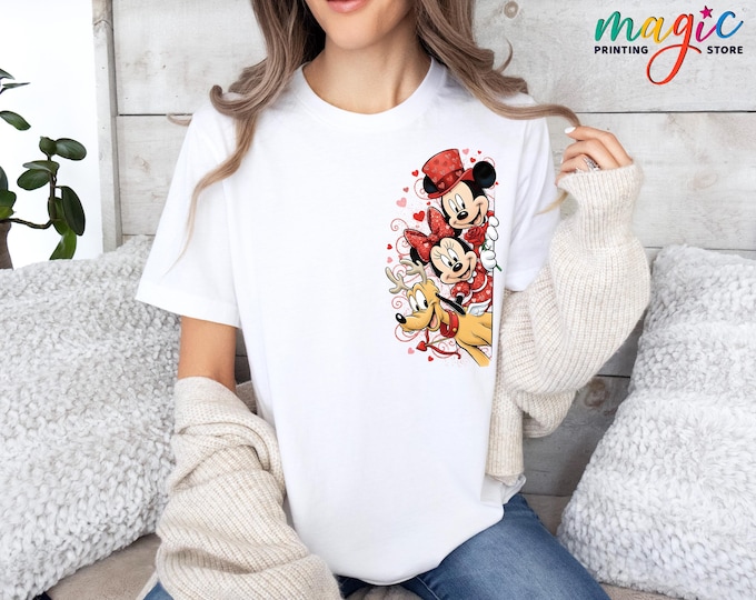 Mickey and Friends Valentine Shirt, Magical Kingdom Hearts Tshirt, Disneyland Trip Shirt, Valentines Day Gift