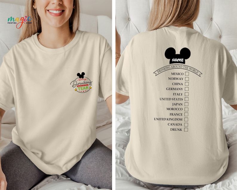 Custom Drinking Around the World Shirt, Custom Name Tshirt, Drinking Team Shirt, Epcot Disneyland Drink Shirt, Disneyworld Vacation Tee bild 1