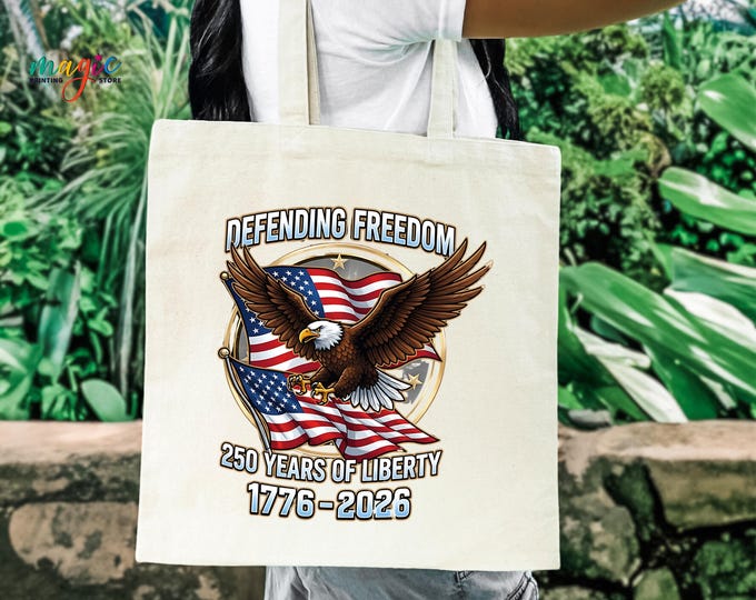USA 250th Years Tote Bag, Patriotic Eagle Bag, USA Flag Bag Gift, Anniversary Canvas Bag, 4th of July Tote Bag, USA Freedom Bag