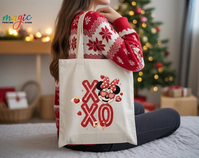 XOXO Disneyland Tote Bag, Disney Vacation Shoulder Couple Bag, Mickey and Minnie Valentine Gift