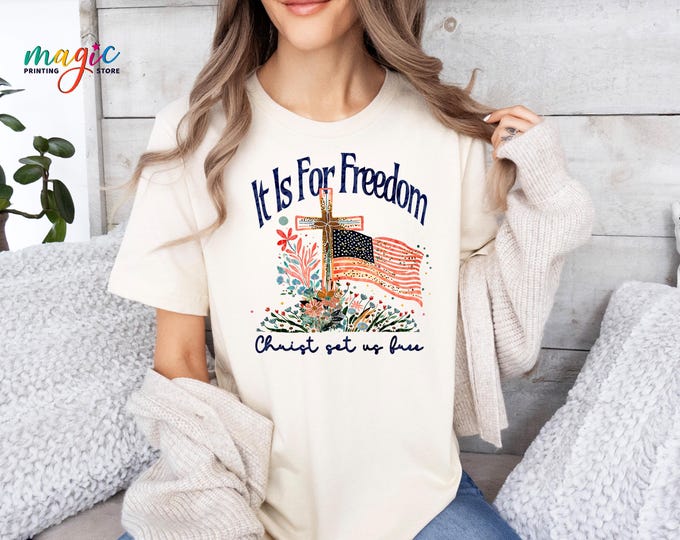 Faith of Freedom Shirt, Christian 4th of July Shirt, Floral Independence Tee with USA Flag, 250th Years Shirt, Patriotic Religious Gift