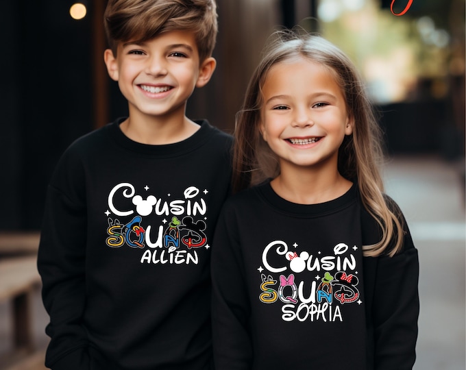 Custom Disney Cousin Squad Sweatshirt, Personalized Mickey Minnie Shirt, Disney Family Vacation, Gift for Cousins