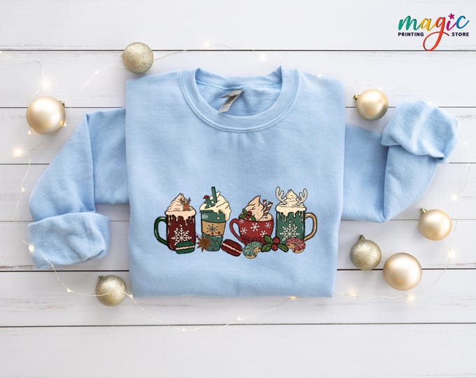 Christmas Coffee Sweatshirt, Coffee Lover Sweater, Xmas Family Winter Hoodie, Funny Holiday Shirt