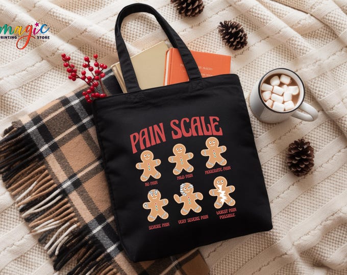 Nurse Gingerbread Cookies Tote Bag, Festive Holiday Shopping Bag, Xmas Holiday Gift