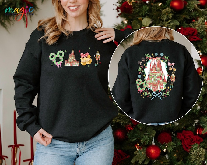 Christmas Magic Castle Sweatshirt, Mickey Xmas Sweaters, Retro Walt Disney World Christmas Hoodie, Holiday Gift