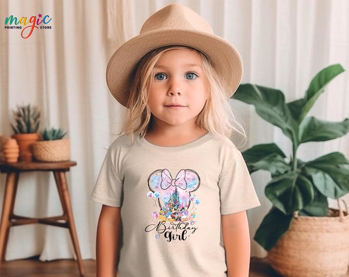 Minnie Mouse Birthday Girl Castle Shirt, Disney World Trip Tshirt, Disney Characters Birthday Party Tee