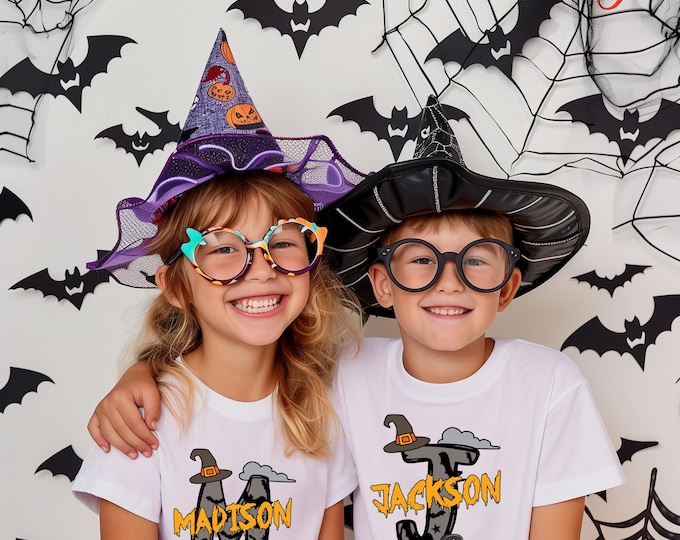 Custom Name Halloween Kids Shirt, Halloween Alphabet Shirt for Kids, Personalized Kids Halloween Shirt, Spooky Season Shirt, Halloween Gift