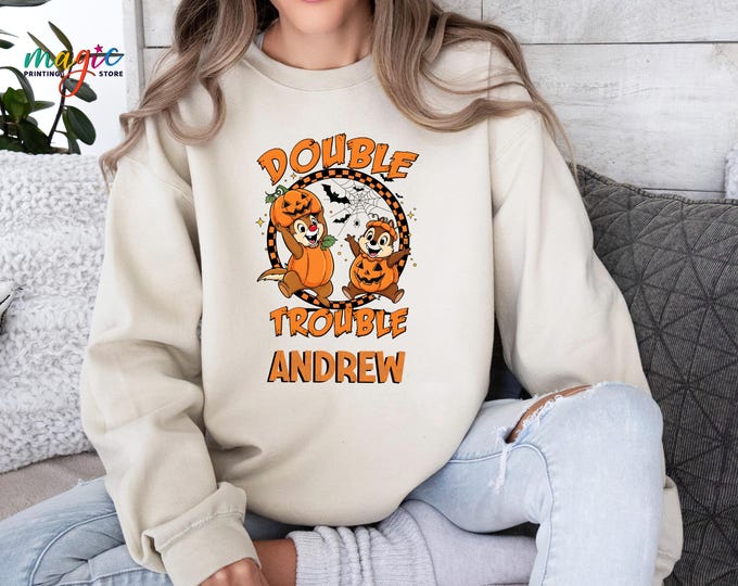 Custom Name Halloween Pumpkin Sweatshirt, Disney Halloween Hoodie, Spooky Animal Lover Gift