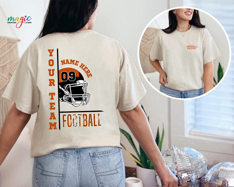 Custom Football Mom Shirt, Personalized Football Shirt, Your Name Football Shirt, Number Shirt, Game Day Tee, Comfort Colors® Football Team Bild 3