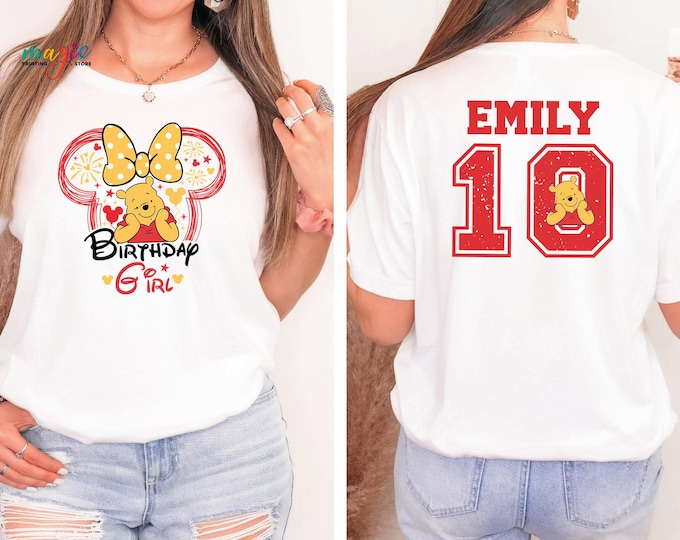 Custom Name Birthday Girl Shirt, Personalized Disney Birthday Shirt, Minnie Birthday Girl with Name and Age