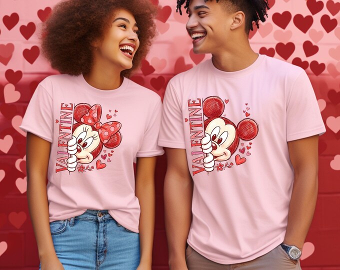 Mickey and Minnie Valentine Shirt, Disney Matching Couple Lover T-shirt, Romantic Valentine's Day Gift