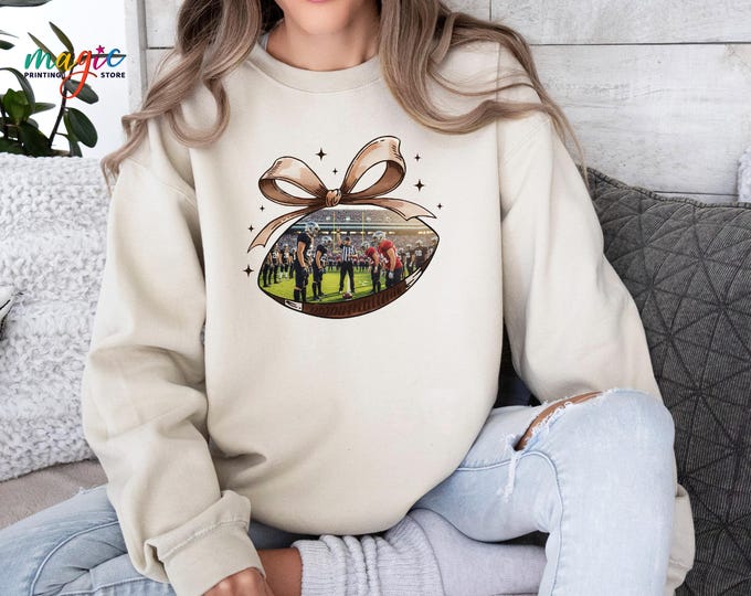 Custom Photo Football Ball Sweatshirt, Personalized Team Gift, Football Player Hoodie, Coach Keepsake