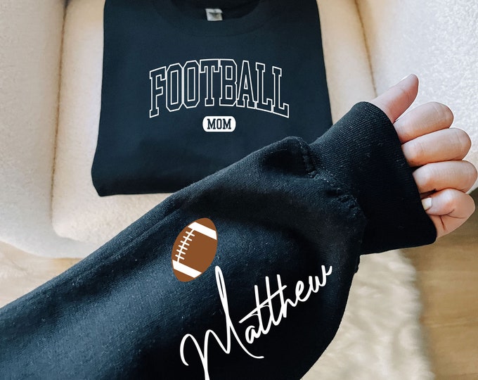 Personalized Football Mom Sweatshirt, Custom Football Mom Sweater, Football Mom Hoodie, Football Mama Sweatshirt, Gift For Football Mom