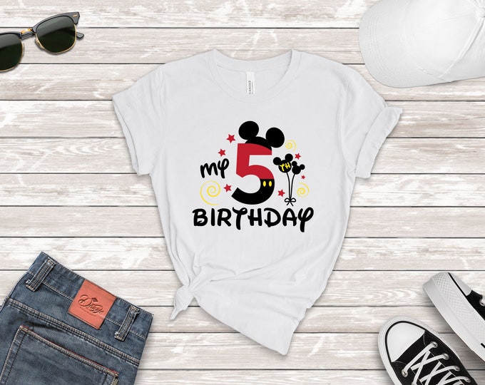 My 5th Birthday Mickey Shirt, Fifth Birthday Tee for Boys, Mickey Mouse Birthday Outfit, 5th Birthday Sweatshirt, Mickey Party Shirt