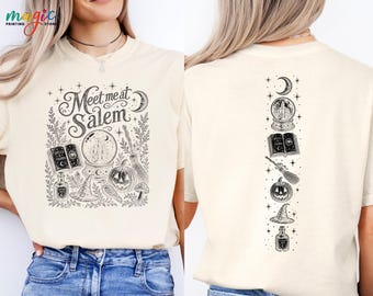 Comfort Colors® Salem Witch Halloween Sweater, Spellbook Hocus Pocus Sweatshirt, Gothic Shirt Gift