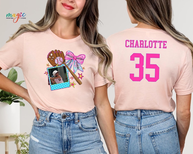 Custom Baseball Photo Shirt, Trending Baseball Shirt, Baseball Mom Shirt, Coquette Baseball Shirt, Baseball Player Shirt, Baseball Gift