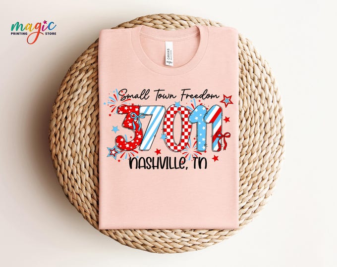 Custom Name Independence Day Shirt, USA Small Town Shirt, Personalized 4th Of July Shirt, Preppy America Town Shirt, Patriotic Shirt