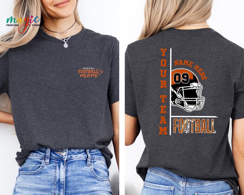Custom Football Mom Shirt, Personalized Football Shirt, Your Name Football Shirt, Number Shirt, Game Day Tee, Comfort Colors® Football Team Bild 5
