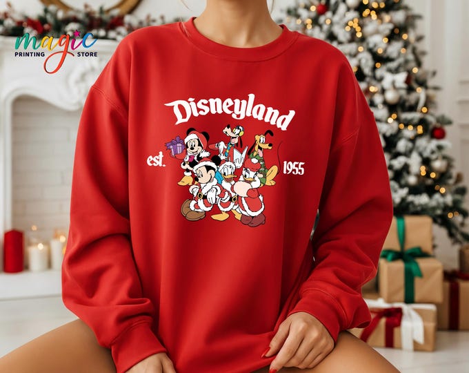 Disneyland Christmas Est 1955 Sweatshirt, Disneyworld All Characters Xmas Sweater, Xmas Family Gift