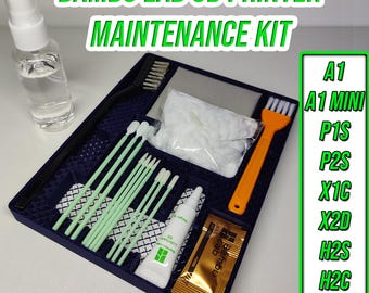 Kit de limpieza para impresoras 3D Bambu Lab. Herramientas de limpieza de boquillas, aceite lubricante, grasa, alcohol isopropílico (IPA). Kit de mantenimiento para impresoras A1, X1C, P2S, H2S, H2D y H2C.