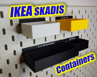Contenedores Skadis de Ikea impresos en 3D. Fáciles de desmontar. Múltiples tamaños. Colores personalizados. Caja de almacenamiento.