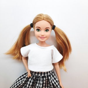 Doll Clothes 3 Sets 2 in 1 Plaid Skirt set , Sweatshirt set , Winter Set 9 Inch Sister Doll image 2