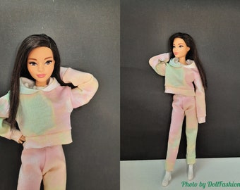 Doll clothes - Set 2 in 1 - Tie dye sweatpants, tie dye Sweatshirt - Clothes for 1:6 scale doll - 12 inch doll