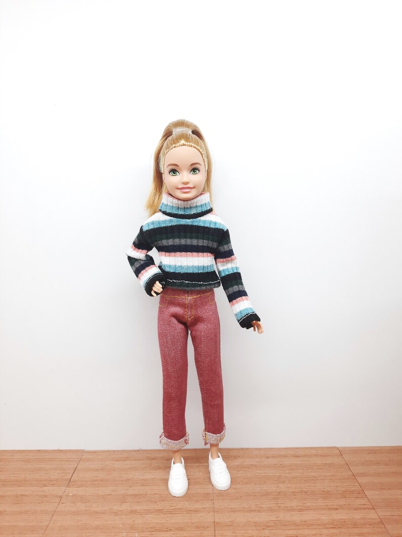 Doll Clothes 3 Sets 2 in 1 Plaid Skirt set , Sweatshirt set , Winter Set 9 Inch Sister Doll image 5