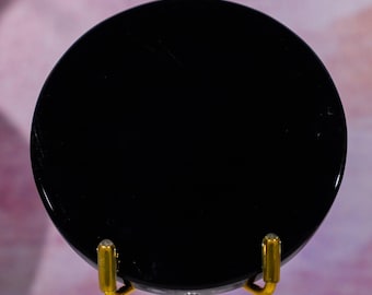 Miroir de divination en obsidienne noire | Outil divinatoire en cristal de 8 cm