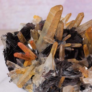 Natural Hematite Roses & Quartz Specimen 0.65KG | Grounding Crystal | Self-Standing Mineral Display | Cluster | Root Chakra | Yellow | Red
