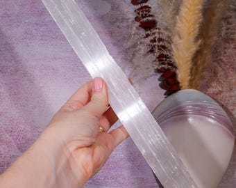 Varita de selenita / 300-600 g / 33-40 cm / Extra grande / Selenita blanca / Chakra corona