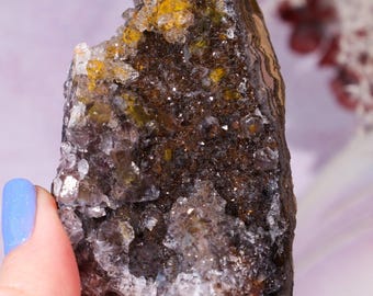 Manganese Quartz on Limonite 183g – Pink Crystal for Love