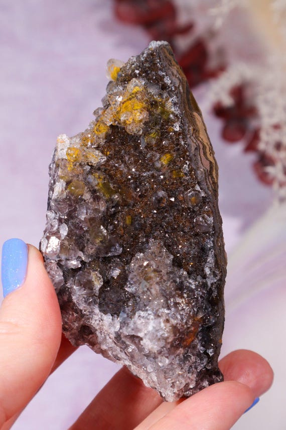Manganese Quartz on Limonite 183g – Pink Crystal for Love