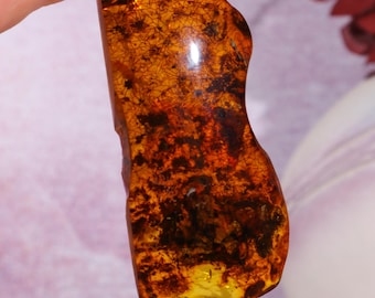 Baltic Amber Specimen: Rough Freeform Crystal Palmstone, 18.5gr