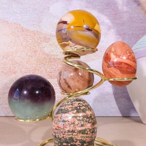 Multi Sphere Stand Gold And Silver, Display For Crystals, Gold, Silver, Crystal Balls, Crystal Sphere, Crystal Egg Display, Sphere Holder