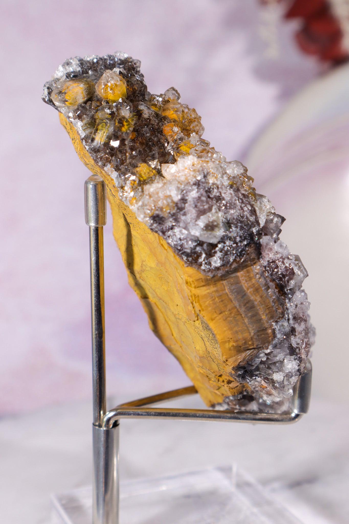 Manganese Quartz on Limonite 183g – Pink Crystal for Love
