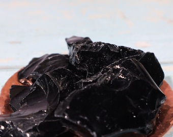 Rough Black Obsidian, Raw Volcanic Glass, Protection Crystals