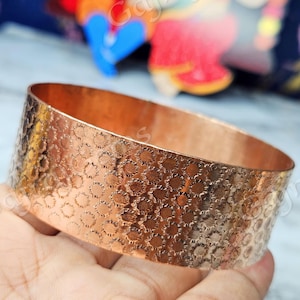 Handmade Copper Cuff Bracelet: Solid Copper Flower Design