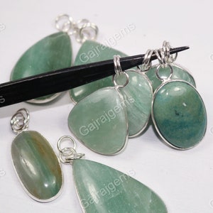 Natural Green Aventurine Gemstone 925 Silver Plated Connector Pendant Jewelry For Resale.