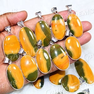 Awesome Sale !! Ocean Jasper Pendant, Natural Ocean Jasper Gemstone Silver Plated Bezel Necklace Pendant Jewelry.