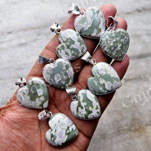 Peace Jade Gemstone 925 Silver Plated Pendant Jewelry, Peace Jade Heart Pendant For Resale.