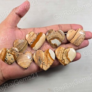 Picture Jasper Heart Stone: Natural Gemstone for Jewelry Making