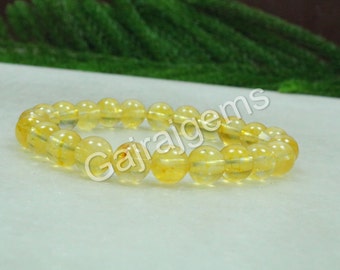 Handmade Citrine Bracelet: 8mm Smooth Gemstone Beads
